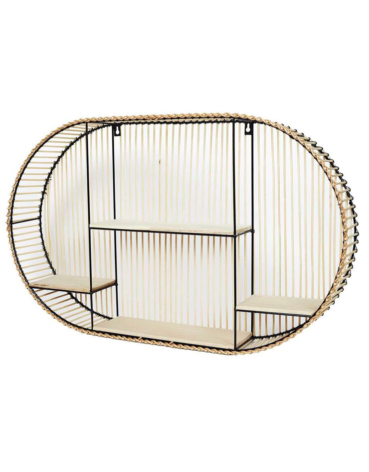 Etagère ovale métal et bambou - 4 tablettes (bois)