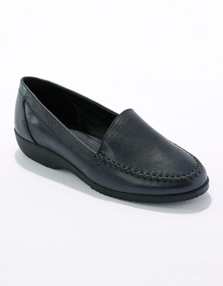 Mocassins largeur confort en cuir souple - uni  (marine)