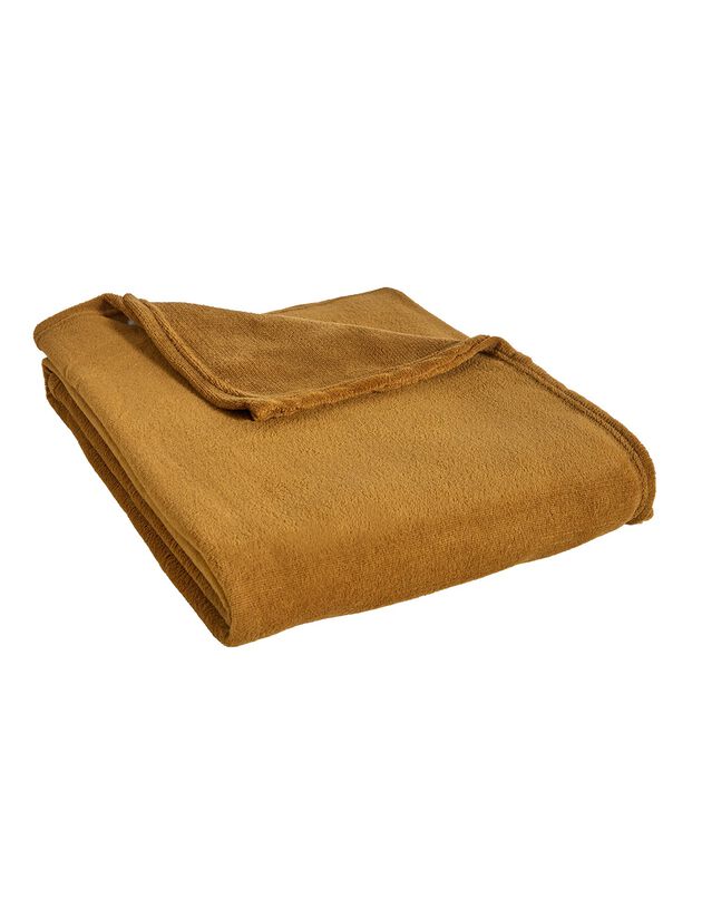 Plaid polaire microfibre toucher peluche (bronze)