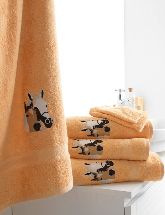 Éponges brodées chevaux Colombine® - Lots (abricot)
