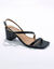 Sandales à fines brides effet croco et talon carré (noir)