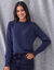 Pull col montant, finition frisotti (marine)