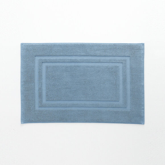 Tapis de bain éponge double liteau (bleu jean)