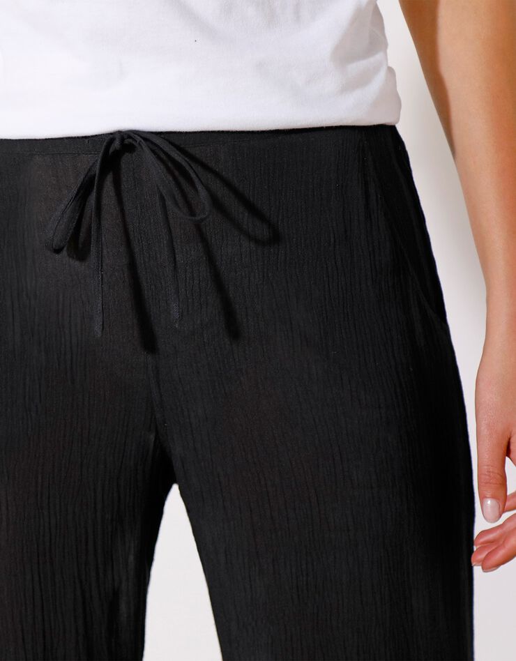 Pantalon droit uni, crépon fluide (noir) Pantalon droit uni, crépon fluide (noir)