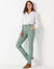 Pantalon droit stretch uni (vert grisé)
