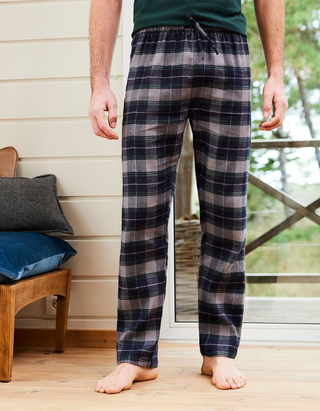 Pantalon pyjama flanelle carreaux (marine)