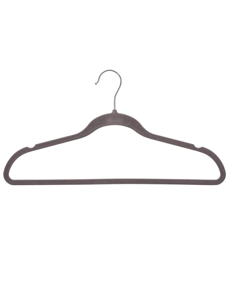 Lot de 5 cintres avec revêtement en velours floqué (gris) Lot de 5 cintres avec revêtement en velours floqué (gris)