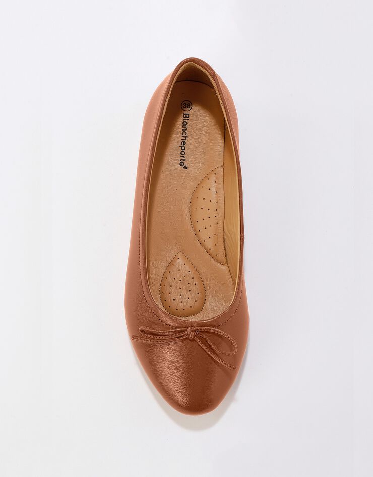 Ballerines plates confort en cuir - caramel (caramel)