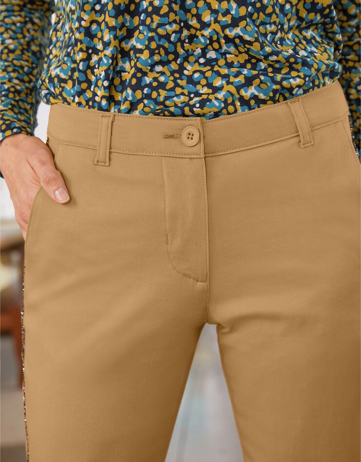 Pantalon chino bande strassée (moutarde) Pantalon chino bande strassée (moutarde)