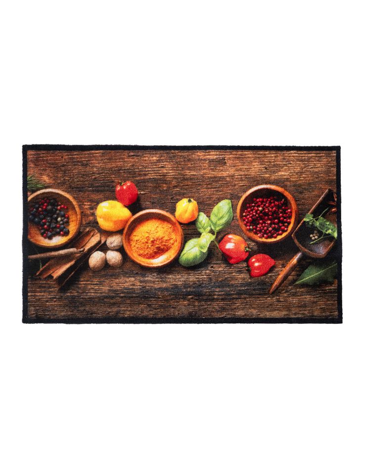 Tapis de cuisine velours photo-impression épices (multicolore)