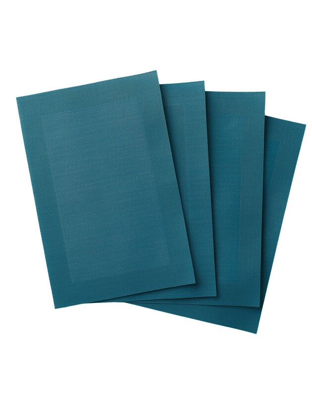 Lot de 4 sets de table - vinyle tressé (bleu canard)