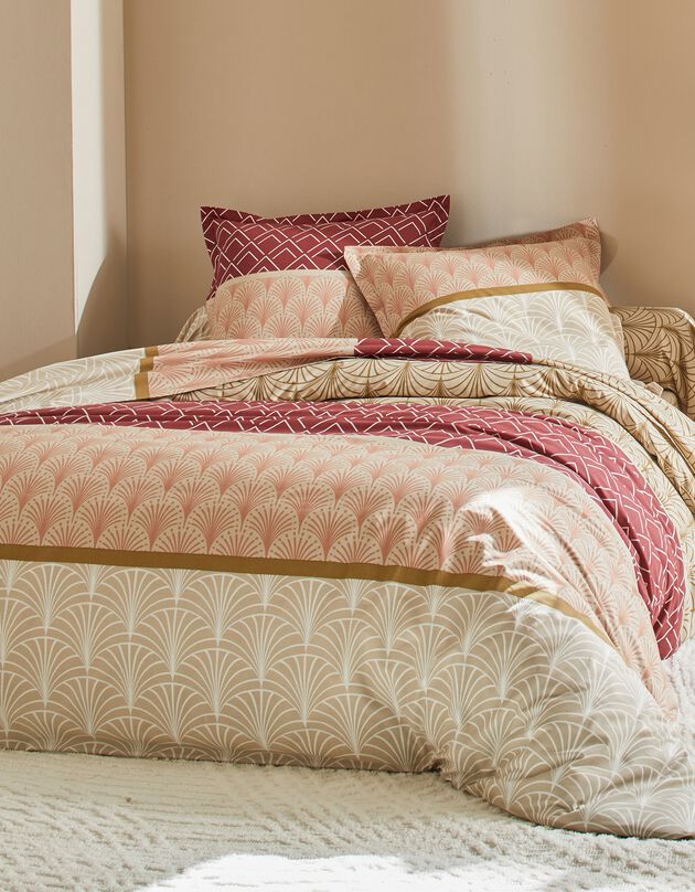 Linge de lit Eddy en coton à motifs graphiques (sable)