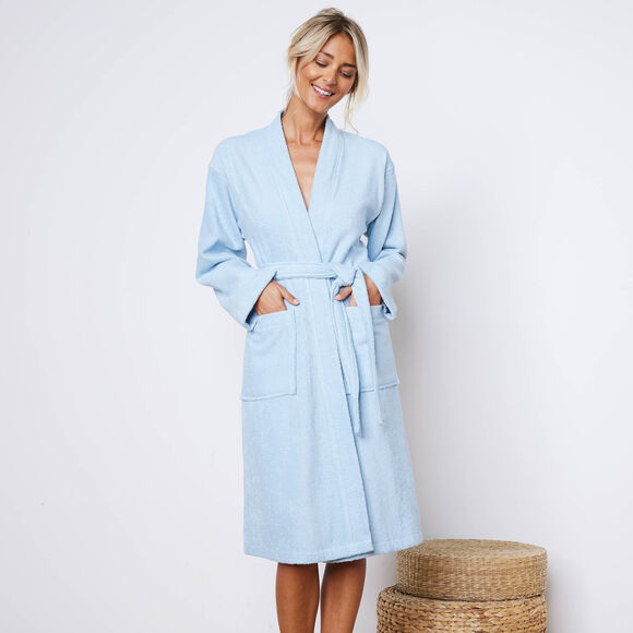 Peignoir mixte adute éponge bouclette 1er prix (bleu)