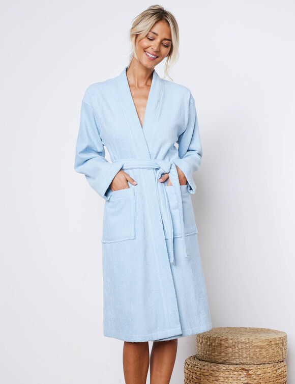 Peignoir mixte adute éponge bouclette 1er prix (bleu)