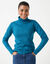 Pull col roulé, maille côtelée (bleu canard)