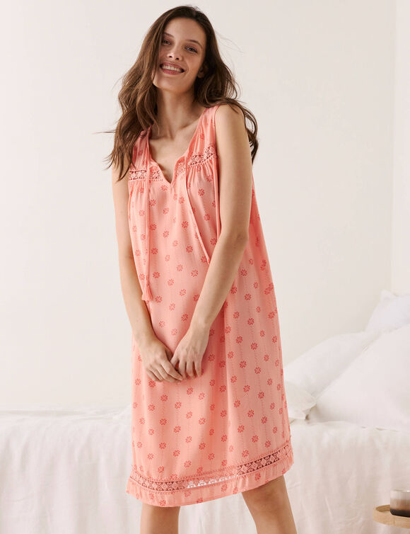 Chemise de nuit pompons. (rose)