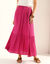 Jupe longue en cr&eacute;pon, volume jupon (rose indien)