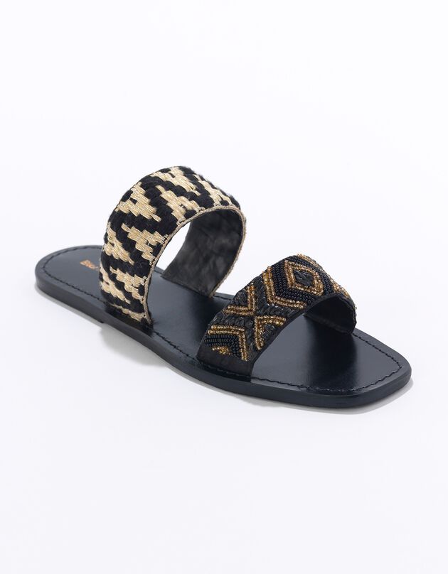 Mules plates fantaisie  (noir)