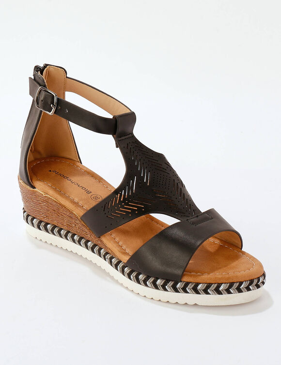 Sandales compensées ajourées (noir)