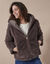 Veste fausse fourrure réversible en doudoune (taupe foncé)