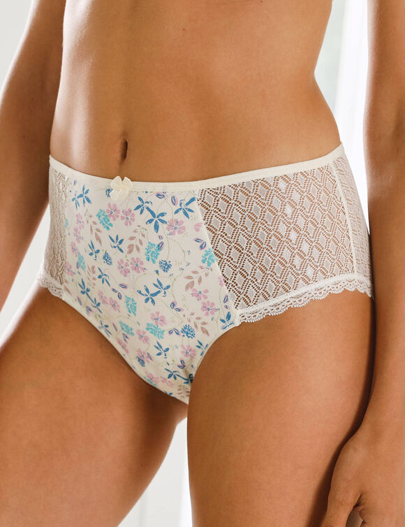 Culotte forme maxi imprimé fleuri Coria - lot de 2 (ivoire)