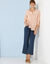 Blouse unie manches 3/4, broderie anglaise (rose poudré)