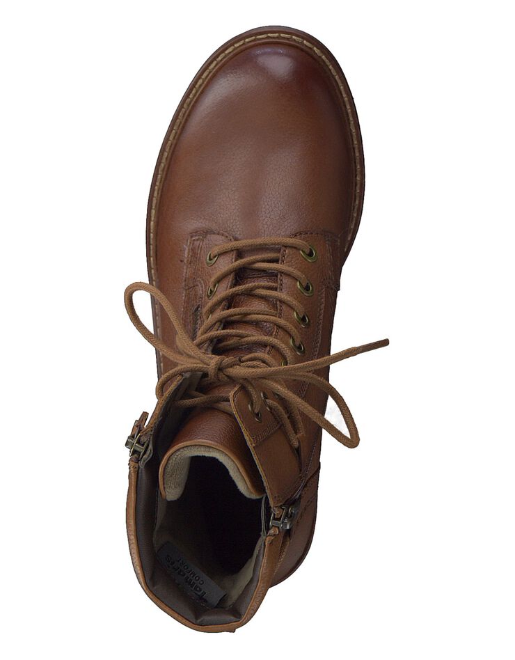 Boots mi-haute cuir marron - largeur confort (marron)