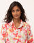 Chemisier imprim&eacute; floral, voile de coton (blanc / rose)