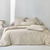 Linge de lit uni coton lav&eacute; (beige)