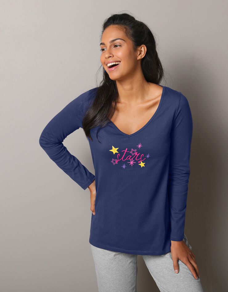 Tee-shirt de pyjama manches longues imprimé Estrella (marine) Tee-shirt de pyjama manches longues imprimé Estrella (marine)