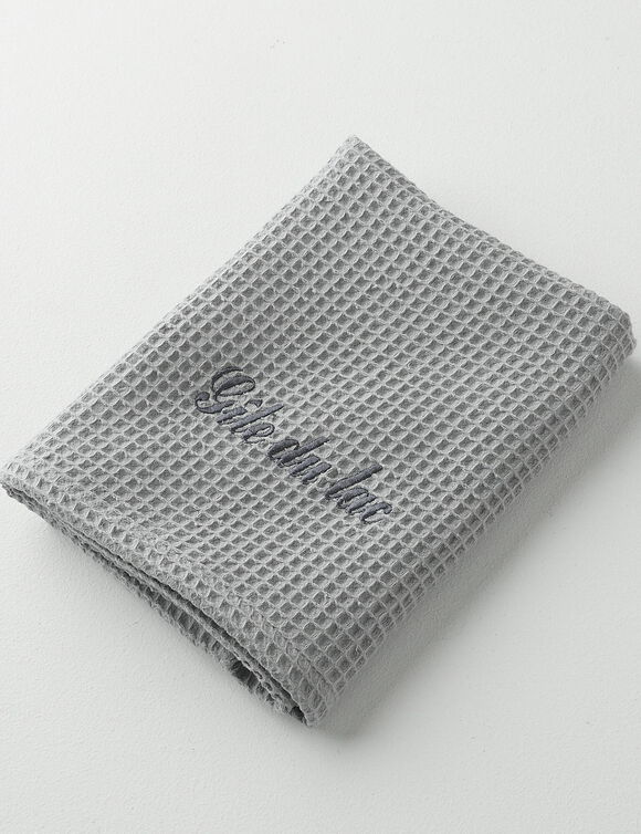 Serviette de bain nid d'abeille  Colombine&reg;, personnalisable, 240 g/m2 (gris)