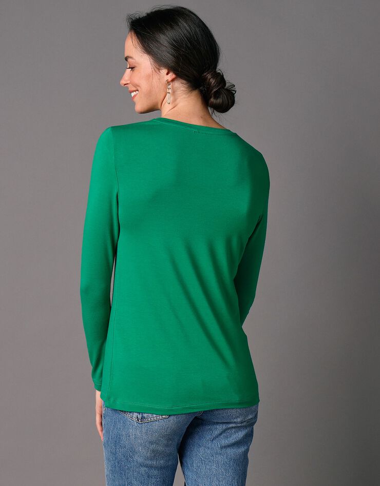 Tee-shirt uni col rond viscose stretch (vert pomme)
