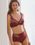 Gainette microfibre tulle brodé Caminata (prune)