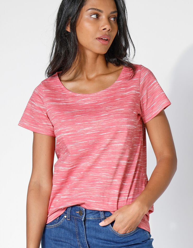Tee-shirt col rond imprimé chiné (pêche chiné) Tee-shirt col rond imprimé chiné (pêche chiné)