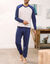 Pyjama pantalong tricolore - lot de 2 (bleu + gris)