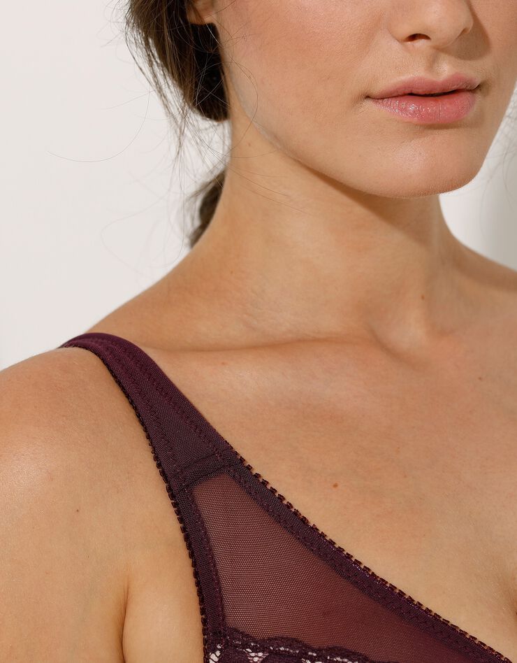Soutien-gorge dentelle florale sans armatures - minimiseur (aubergine) Soutien-gorge dentelle florale sans armatures - minimiseur (aubergine)
