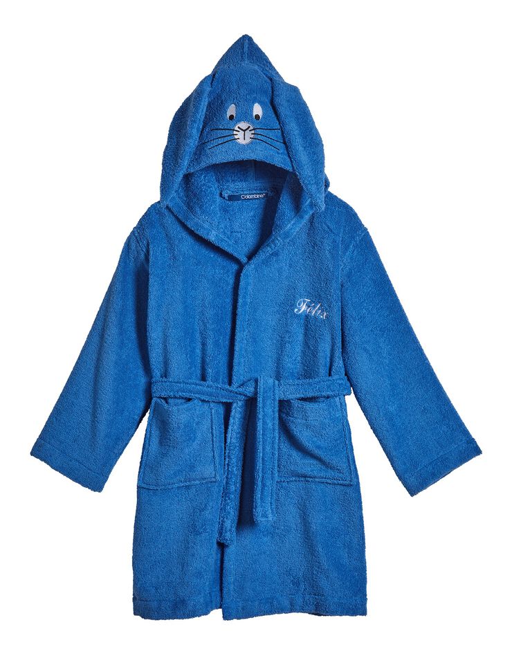 Peignoir de bain personnalisable à capuche lapin (bleu dur) Peignoir de bain personnalisable à capuche lapin (bleu dur)