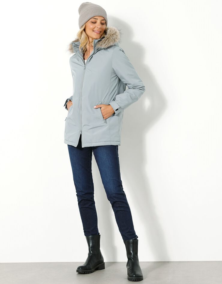 Parka imperm?�able zipp?�e capuche, gris | Blancheporte