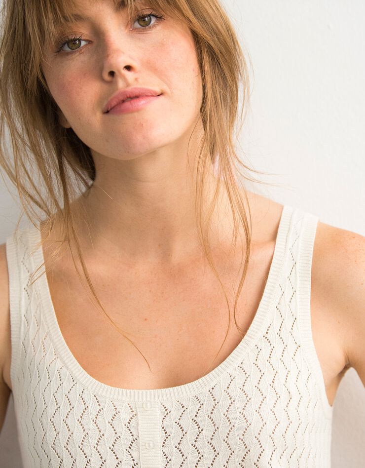 Top tricot maille pointelle ajourée (écru) Top tricot maille pointelle ajourée (écru)