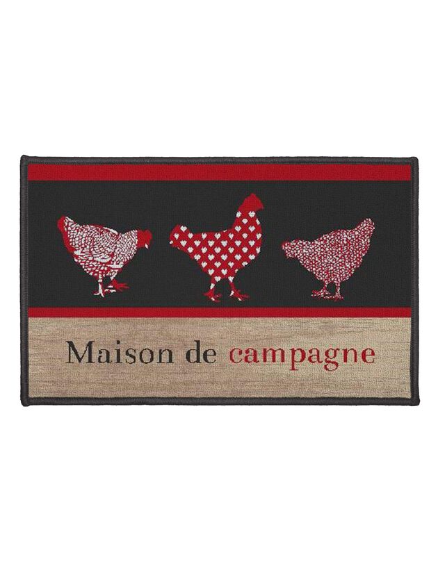 Tapis cuisine anti-poussière rectangulaire, imprimé poules (imprimé)