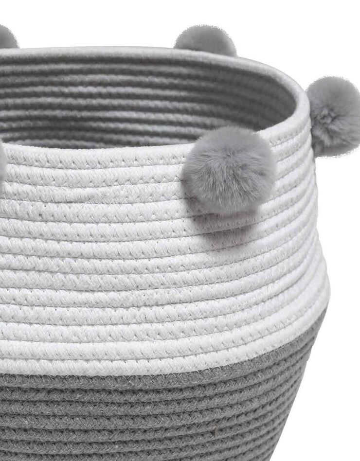 Panier de rangement déco à pompons Suzy gris/blanc (gris / blanc) Panier de rangement déco à pompons Suzy gris/blanc (gris / blanc)
