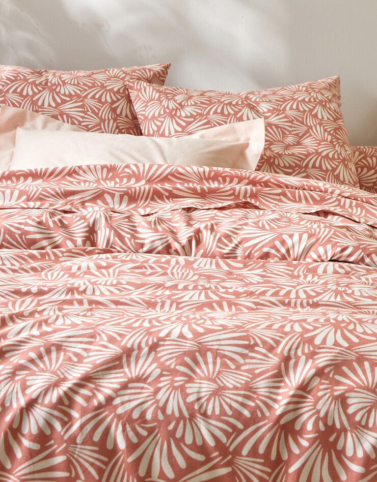 Linge de lit Vick en coton imprimé graphique (rose)