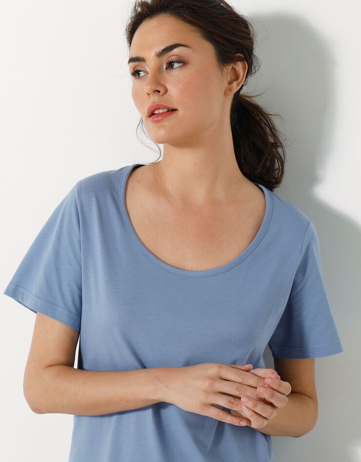 Chemise de nuit longue imprimé chat - lot de 2 (céladon / bleu) Chemise de nuit longue imprimé chat - lot de 2 (céladon / bleu)