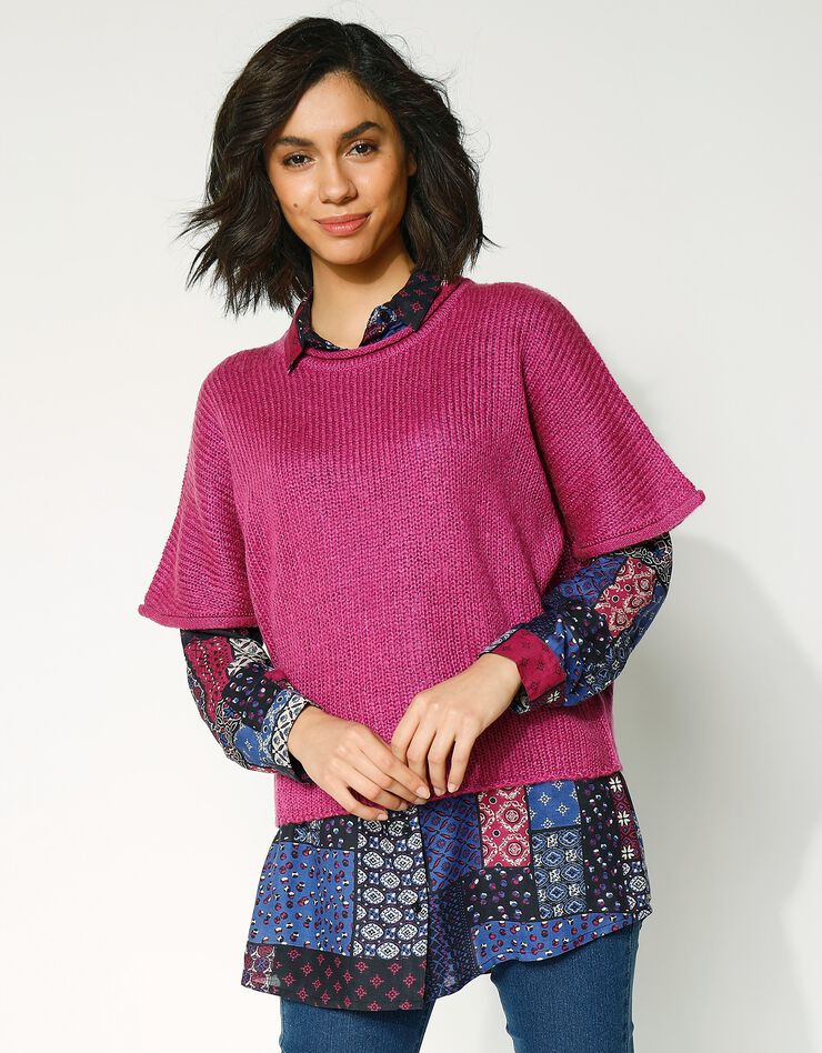 Pull poncho manches coudes (violine) Pull poncho manches coudes (violine)