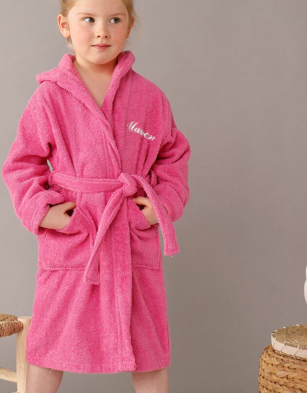Peignoir enfant éponge à capuche personnalisable  (fuchsia)