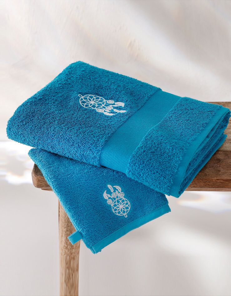 Éponge coton broderie attrape rêves - 420g/m² (turquoise) Éponge coton broderie attrape rêves - 420g/m² (turquoise)