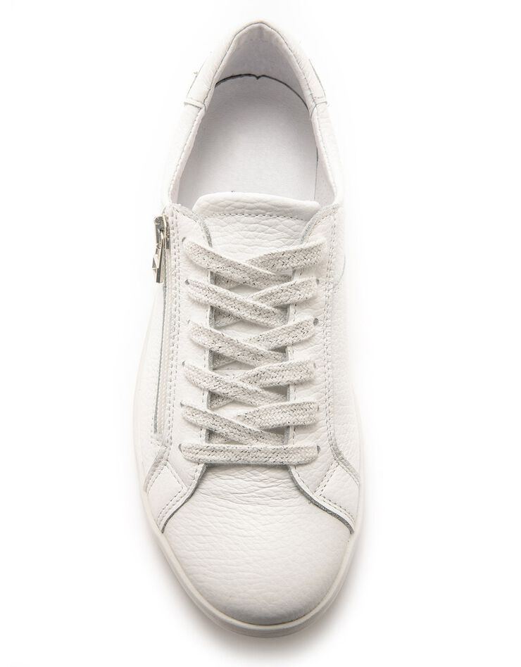 Baskets cuir lacées et zippées - blanc (blanc)