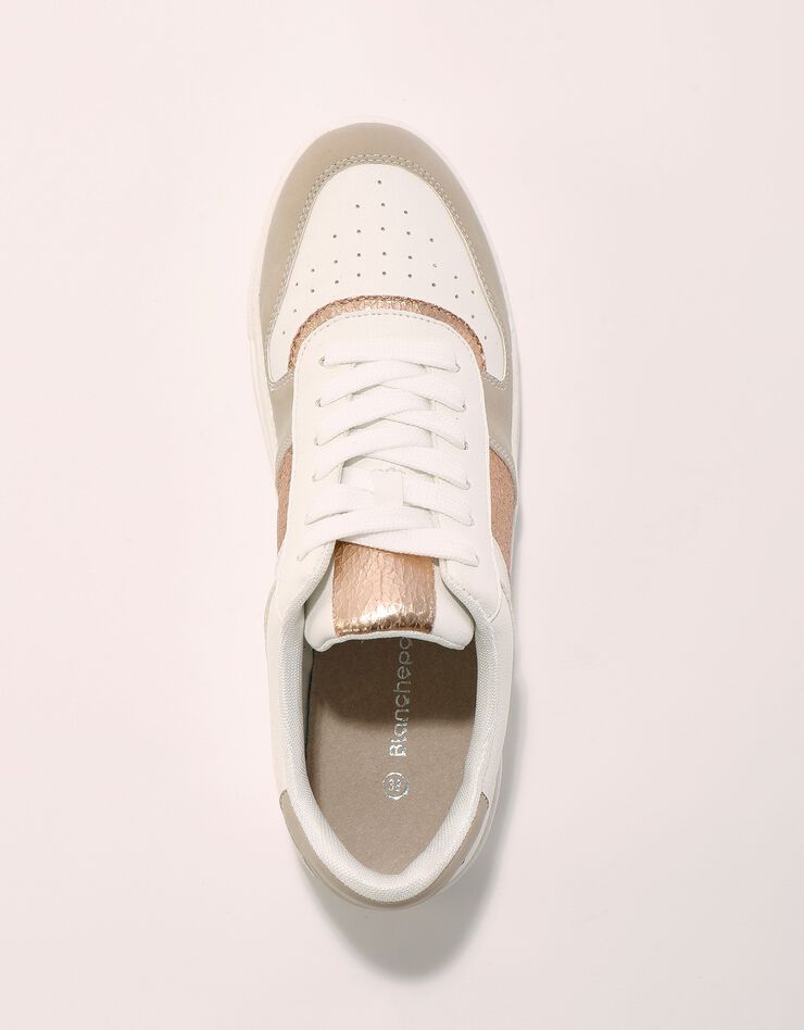 Baskets platefome à empiècements cuivrés - blanc/beige (blanc / beige)