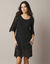 Robe courte macramé, manches 3/4 (noir)