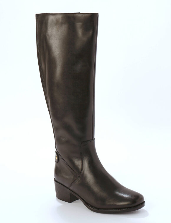Bottes en cuir, sp&eacute;cial larges mollets  (noir)